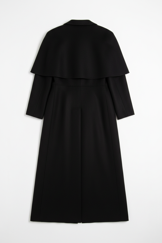 Long Coat in Black - Back View