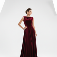 Evening Dress in Burgundy - Model Wearing