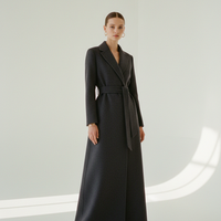 Long Coat in Dark Gray - Model Wearing