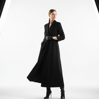 Long Coat in Black - Model Wearing