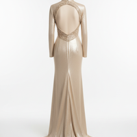 Evening Dress in Champagne Gold - Back View