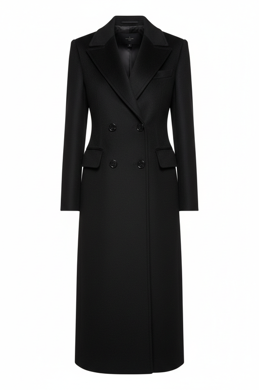 Long Coat in Black - Front View