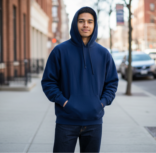 Navy Blue Pullover Hoodie