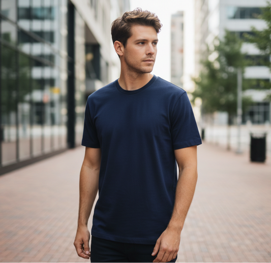 Navy Blue Minimal Plain Tee