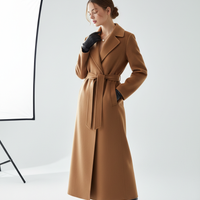 Long Coat in Camel Brown - Model Wearing