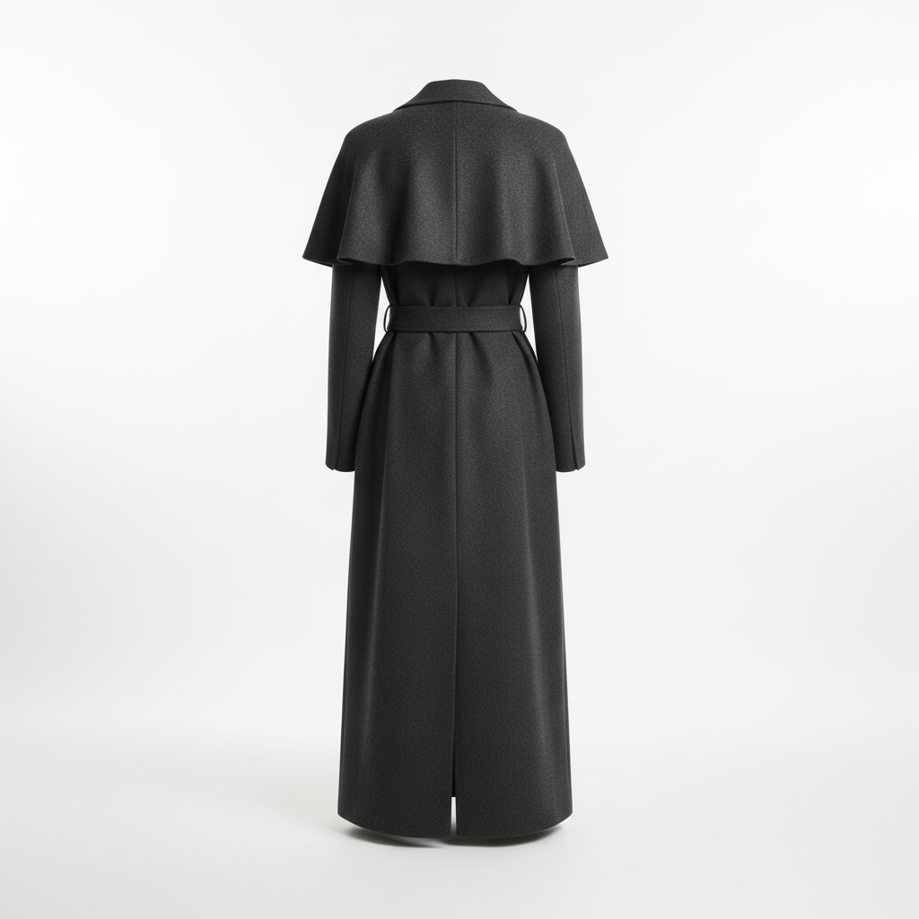 Long Coat in Dark Gray - Back View