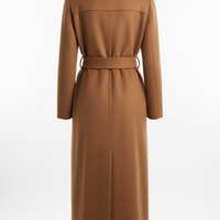 Long Coat in Camel Brown - Back View