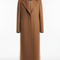 Long Coat in Camel Brown - Front View